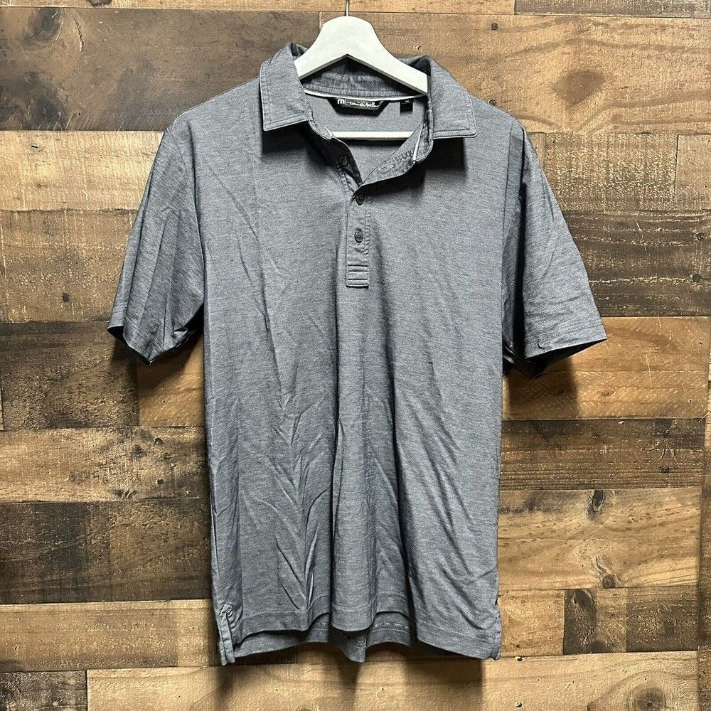 Travis Mathew Polo Shirt Men's Medium Gray Golf Short Sleeve Logo Adult